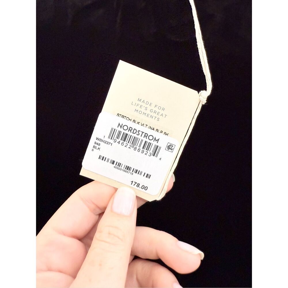 Faherty Womens Black Stretch Silk-Blend Velvet Ina Slip Skirt Size Small NWT - Picture 3 of 6